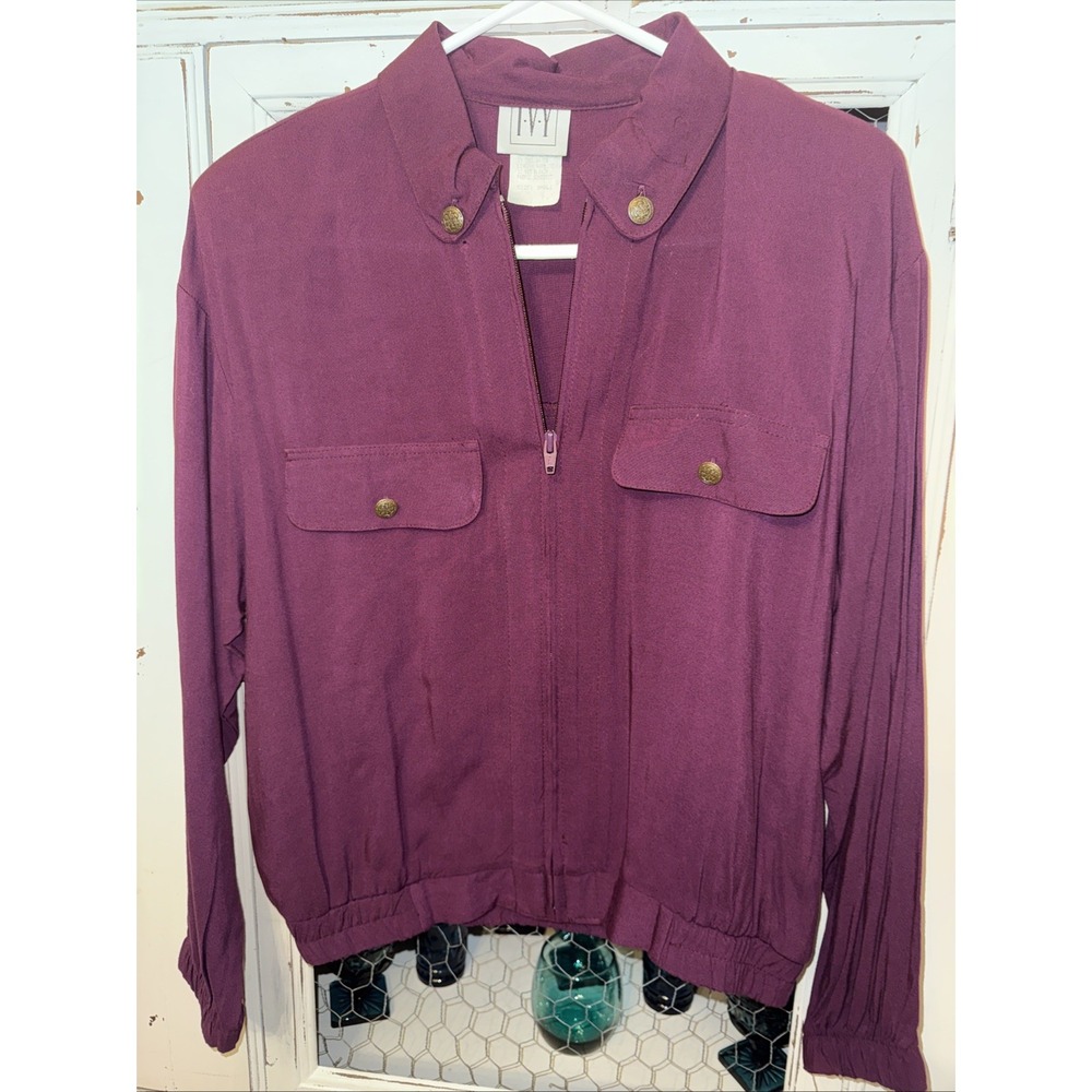 Vintage Zip‎ Up Jacket Ladies Size Small Ivy Plum Color
